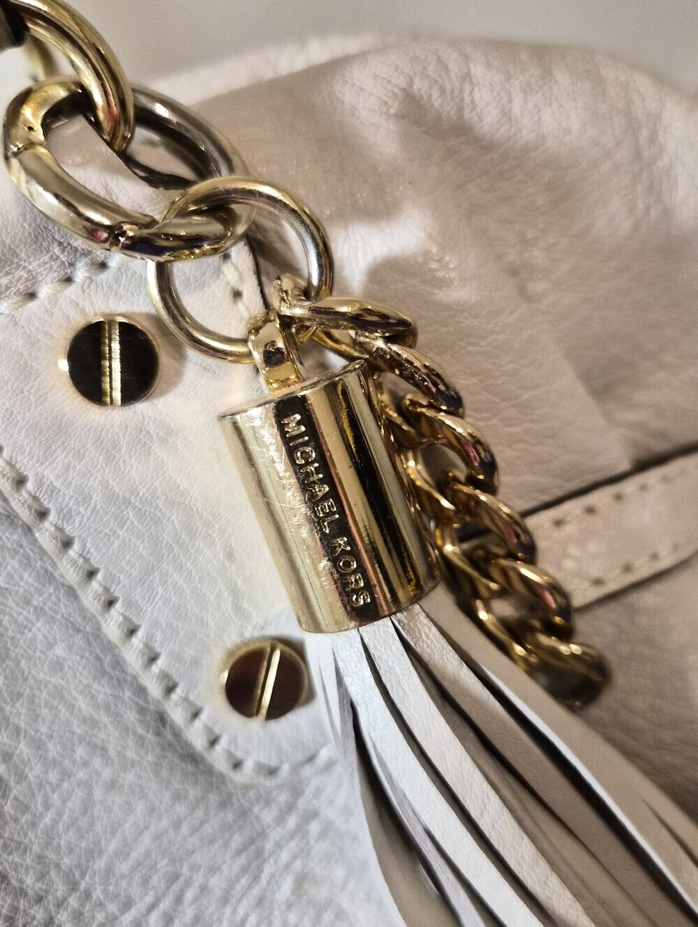 Michael Kors Bedford Large Gathered Leather Satchel – Cream White - Picture 8 of 15
